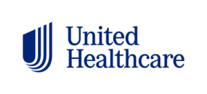 United Healthcare logo with blue stylized lines and company name text.