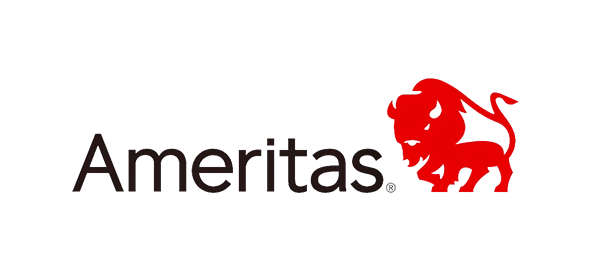 Ameritas logo with red bull symbol, dental insurance provider branding