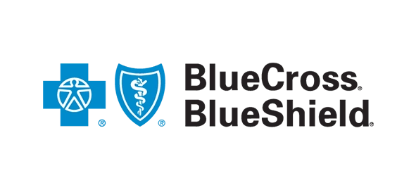 Blue Cross Blue Shield logo featuring blue cross and shield symbols with text.