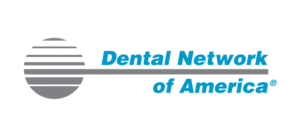 Dental Network of America logo with gray circular design and blue text.