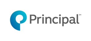 Principal logo with blue curved icon and gray text wordmark