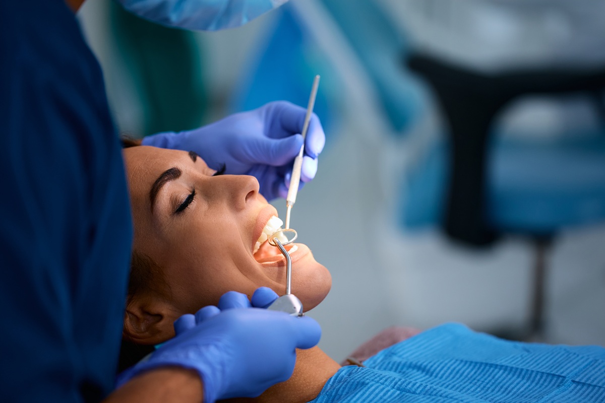 Patient during root canal dental treatment